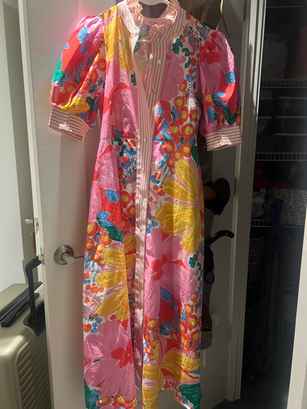 Vibrant Floral Button-Front Maxi Dress